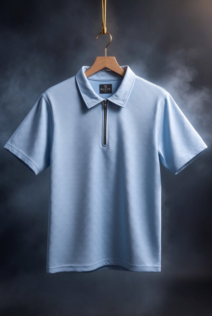 Zipper Polo T-Shirt  Designer Fabric Polycotton